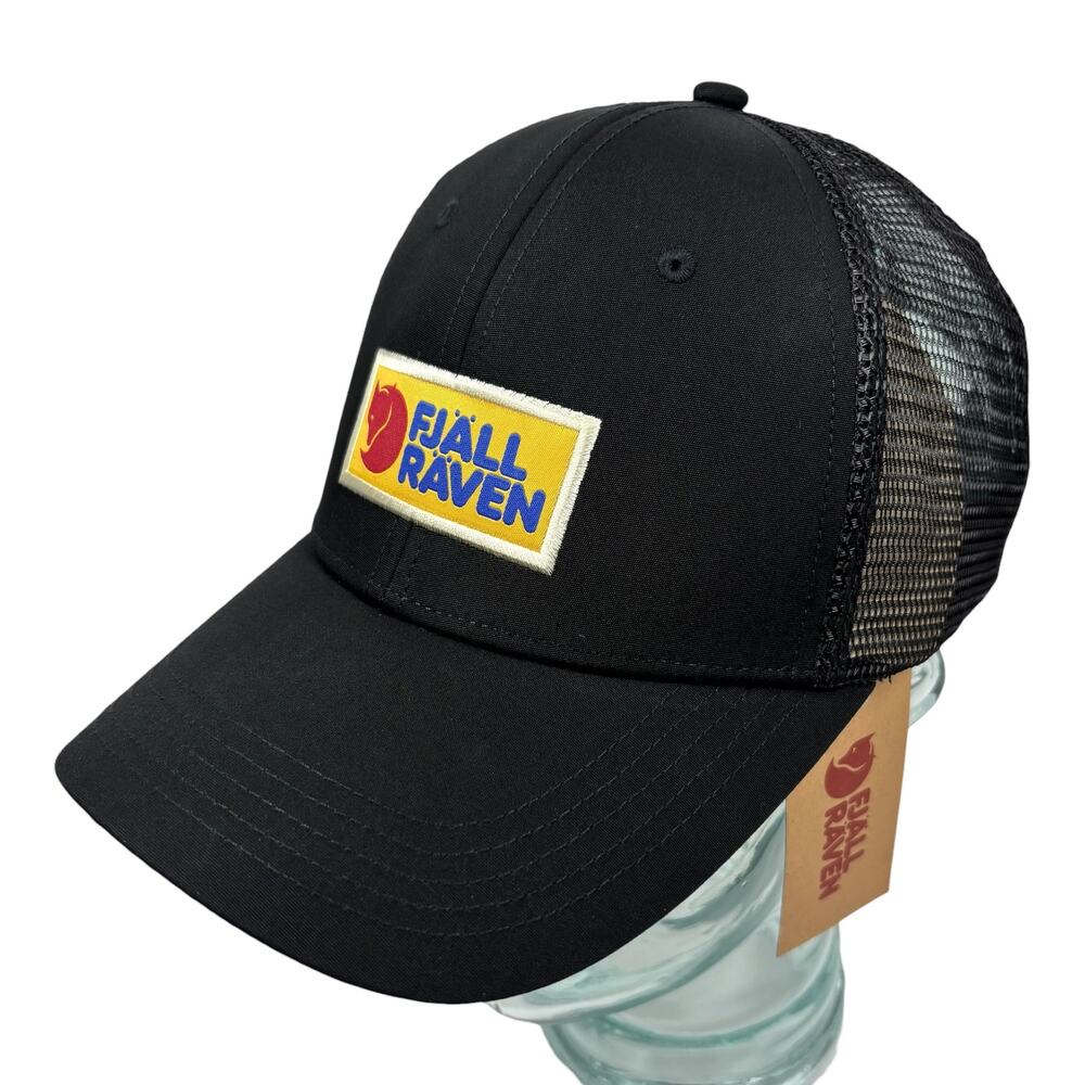 NEW Fjallraven Vardag Langtradarkeps Cap Mesh Snapback Trucker Hat S/M Black